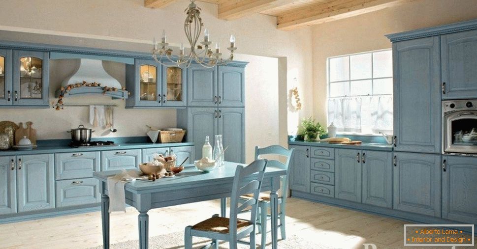 мебели в кухне голубого цвета