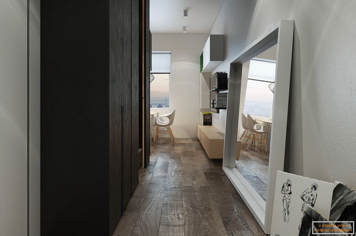 Дизайн коридор за малък апартамент в стила на таванското помещение