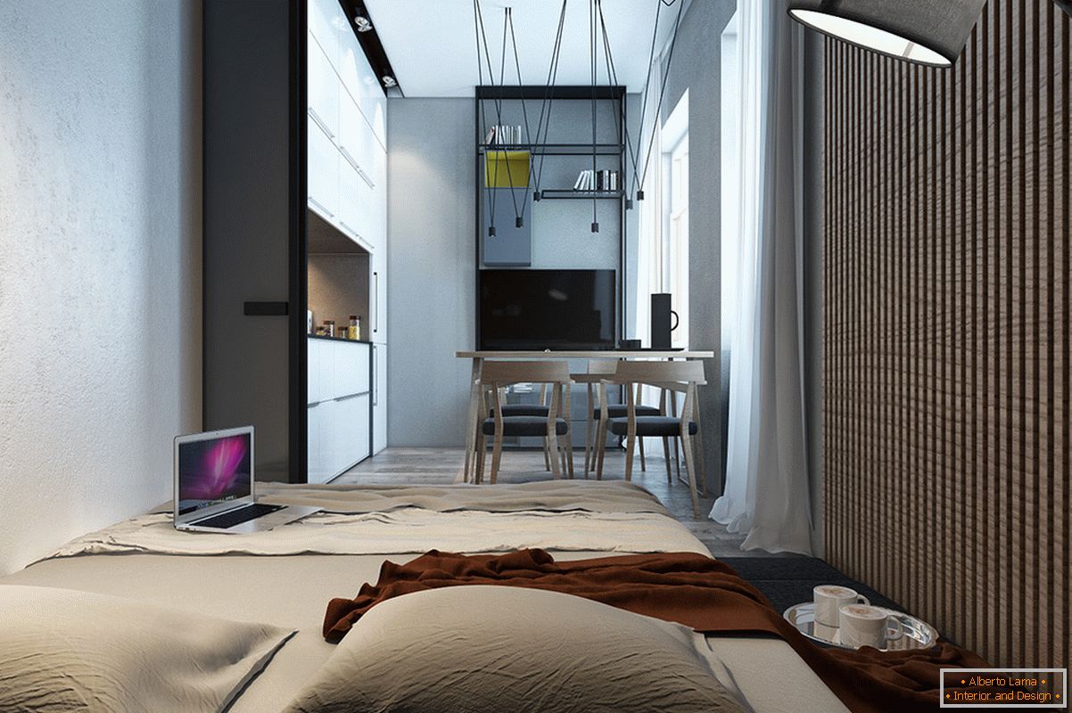 Дизайн на спалня за малък апартамент в скандинавски стил - фото 2