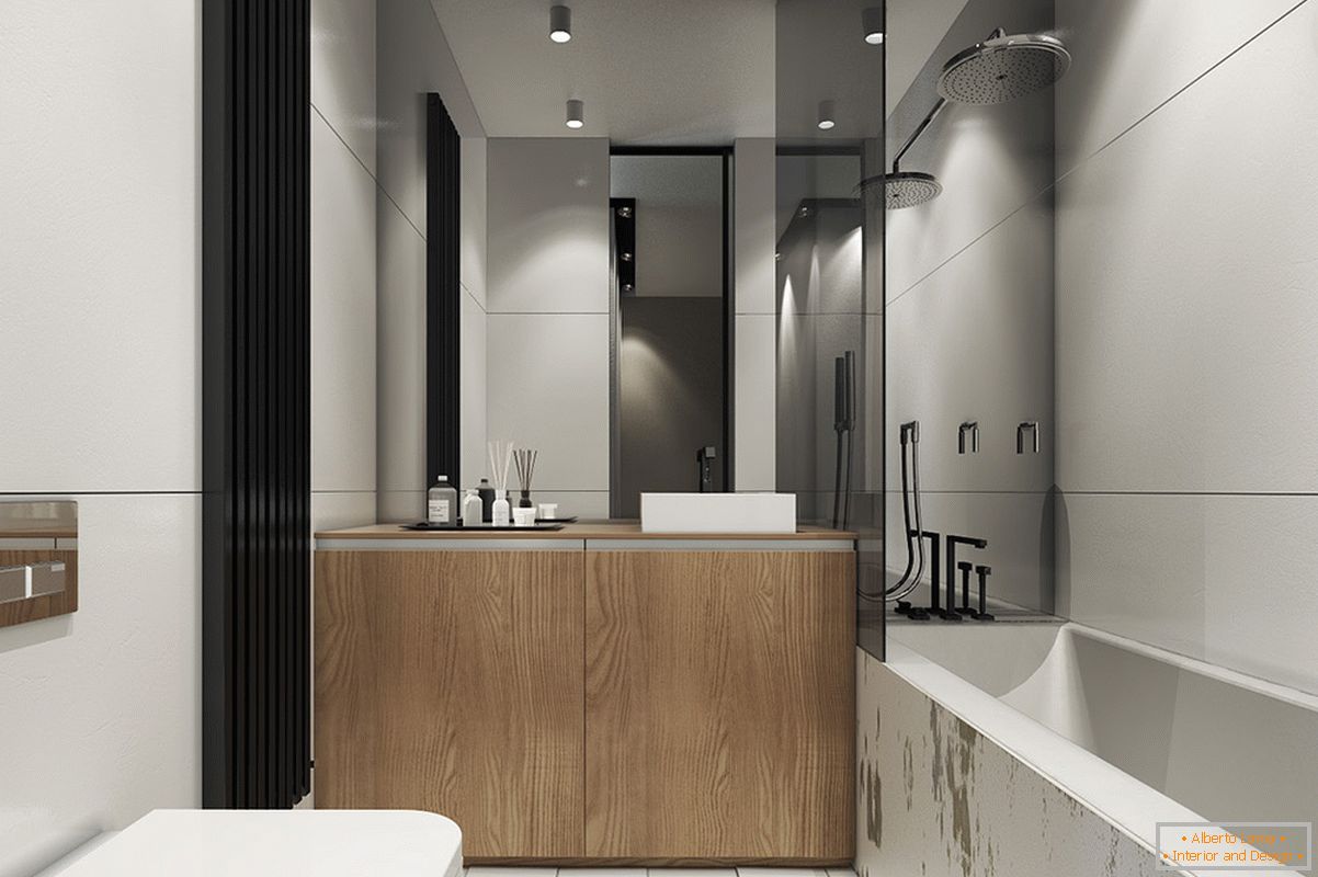Дизайн на баня за малък апартамент в скандинавски стил - снимка 2