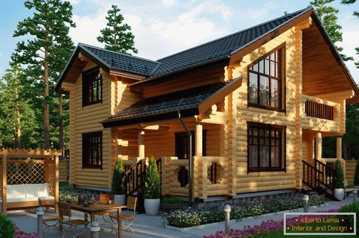 Селска къща в селски стил от дървена къща - избор от по-голямата част от съвременните собственици на недвижимите имоти в провинцията.