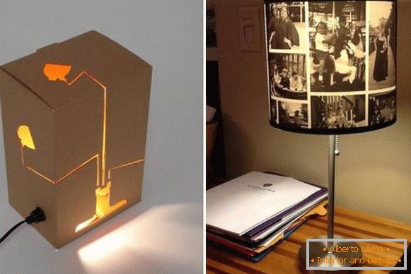 Лампи за маса от картон и фотографии
