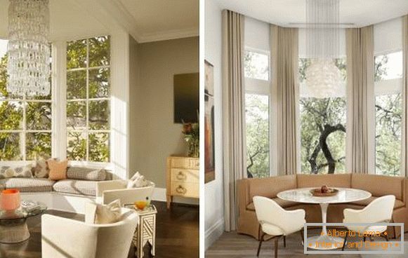 Дизайн на кухнята на хола с прозореца в стила на лукса