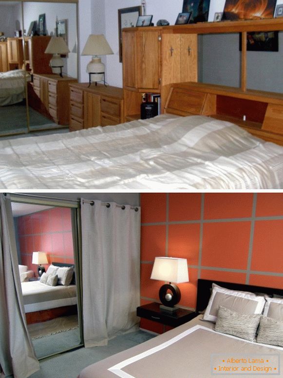 Снимки на спалнята преди и след