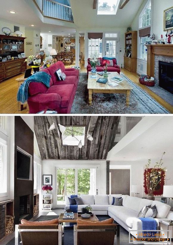 Интериорна снимка на частна къща преди и след