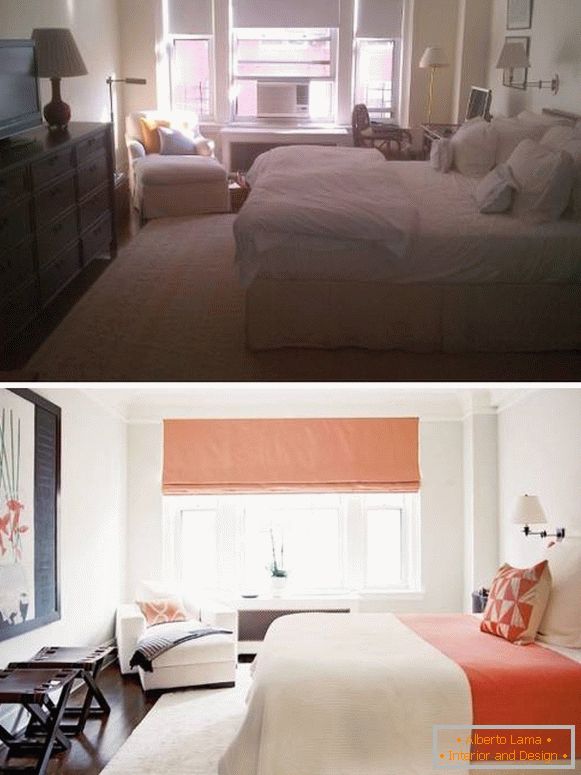 Нова светла спалня преди и след снимките