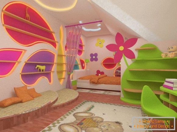 интериор на таванска стая за деца, снимка 61