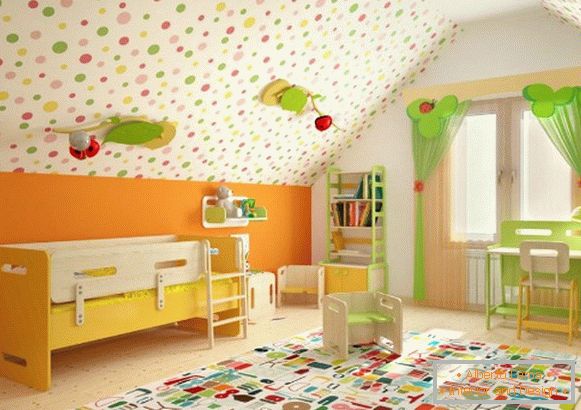 интериор на детска мансардна стая, снимка 65