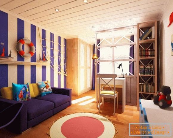 интериор на детска спалня на морскую тематику