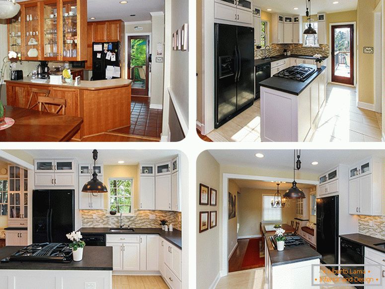 Интериор на малка кухня преди и след реконструкцията