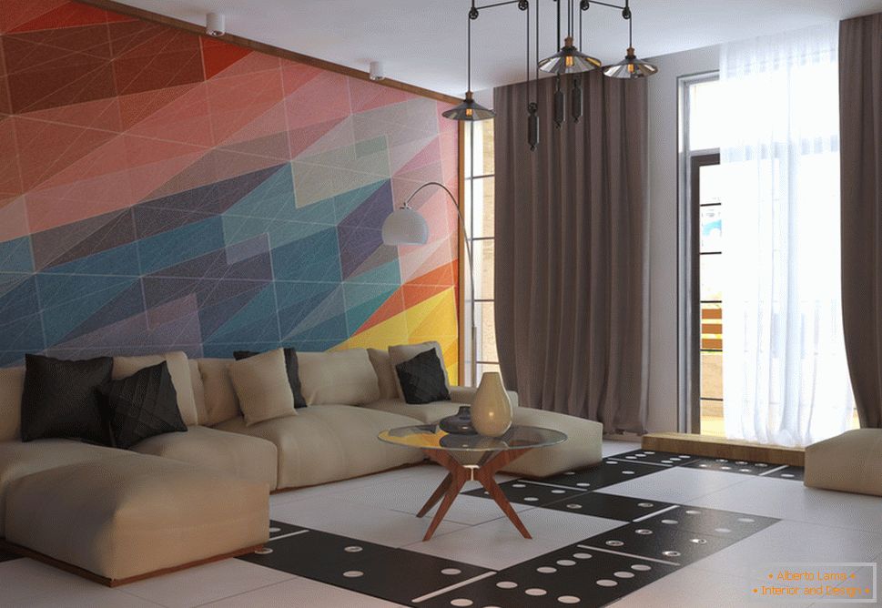 Интериор на малък апартамент в ярки цветове