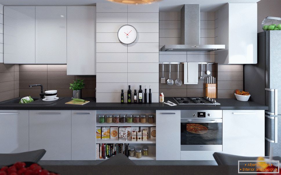 Интериорът на малък апартамент в светли тонове - дизайн кухни