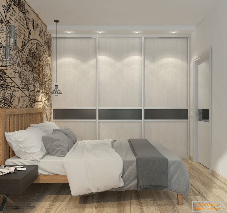 Интериор на малък апартамент в сиви тонове - интерьер спальни