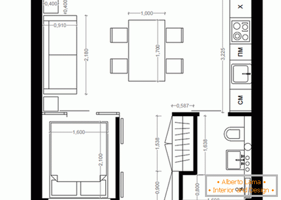 Оформлението на двустаен апартамент в таванско помещение