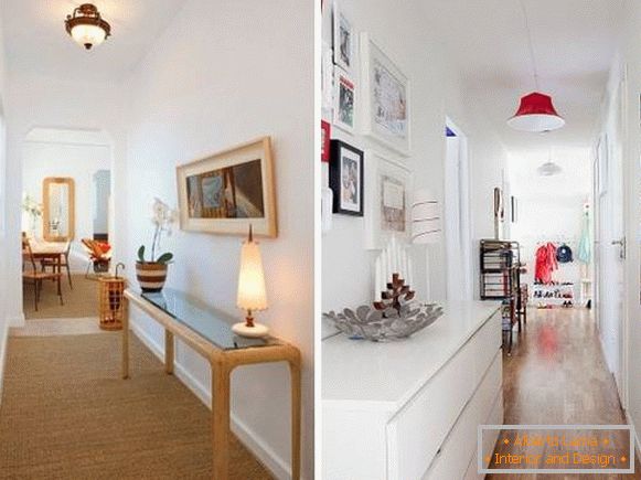 Дизайн на тесен коридор в апартамента - снимка на масата и декора