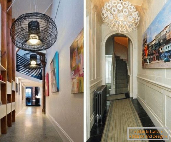 Декор и лампи в тесен коридор - вътрешна снимка