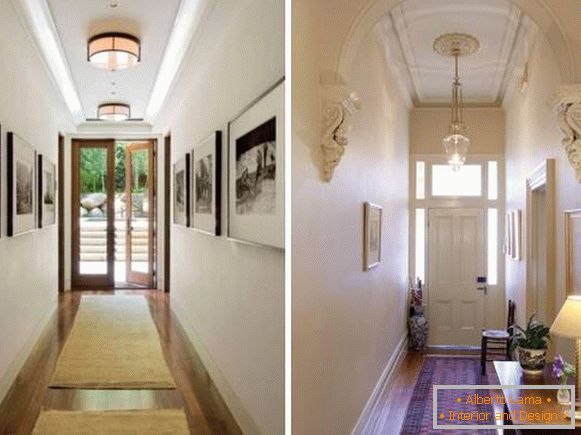 Малък тесен коридор - дизайн и снимка в частни къщи