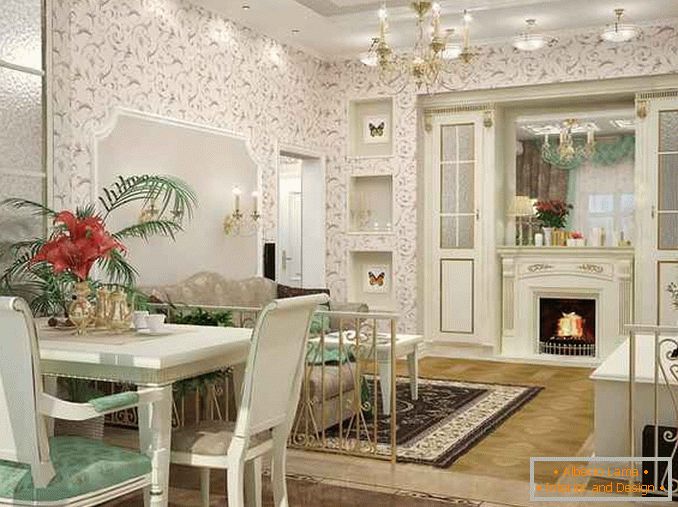 Класически кухненски дизайн на хола в частна къща
