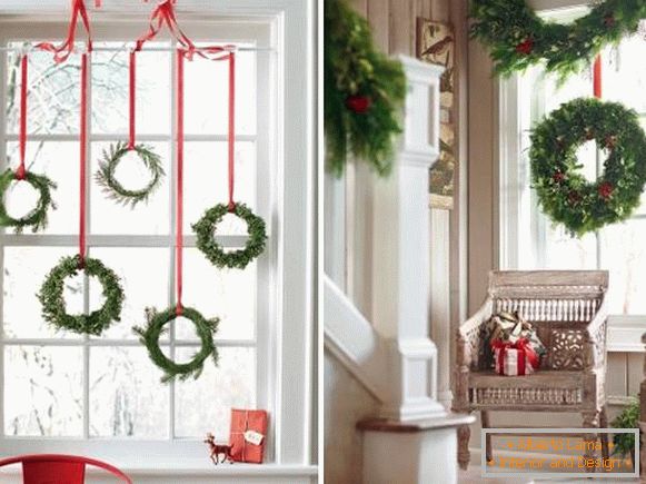 Как да красиво украсяват прозорец за Нова Година с гирлянди