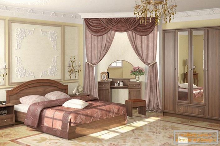 Елегантни модулни мебели в класически стил за благородна луксозна спалня.