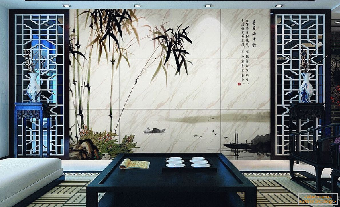 Елегантен стенен декор с картина от бамбук