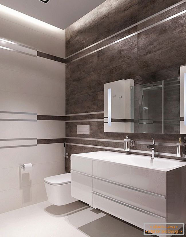 Интериорът на строга баня в мъжки апартамент