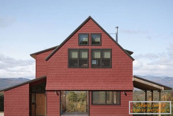 Модерна комбинация от цветове на покрива и фасадата 2016: червено и черно