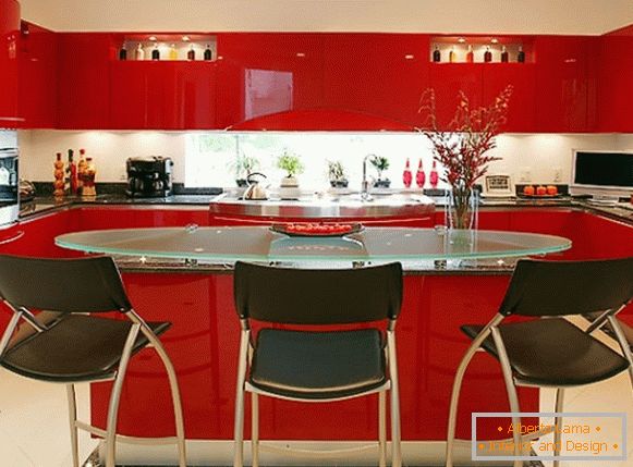 Кухня в червени тонове снимка 24