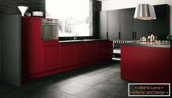 Червена черна кухня снимка 29