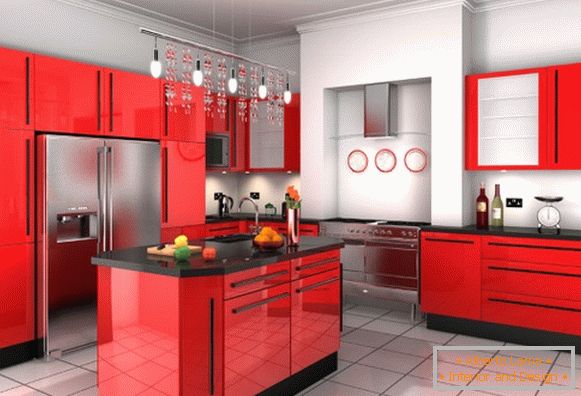 Червена черна кухня дизайн снимка 32