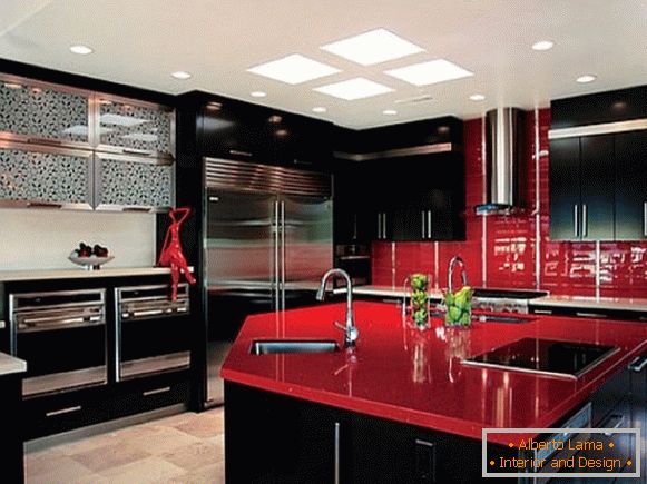 Червена черна кухня снимка 33