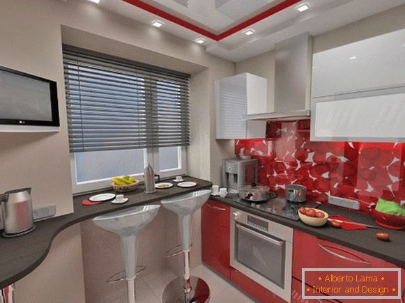 Червено сиво кухня снимка 35