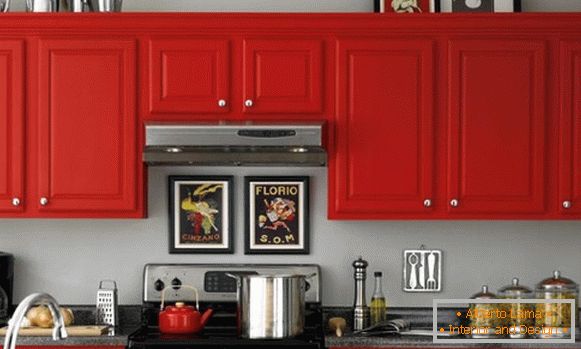 Червено сиво кухня снимка 36