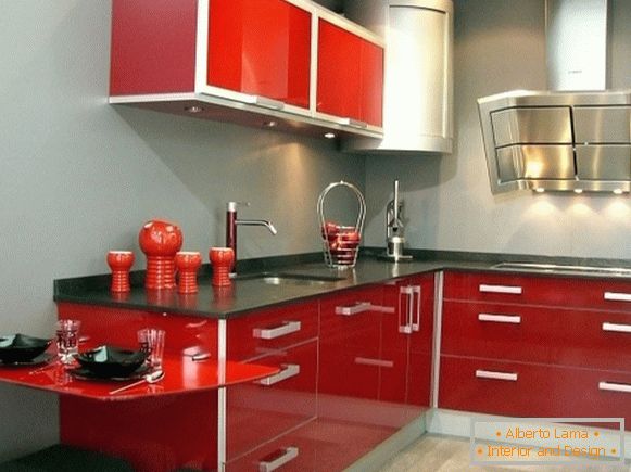 Червено сиво кухня снимка 40