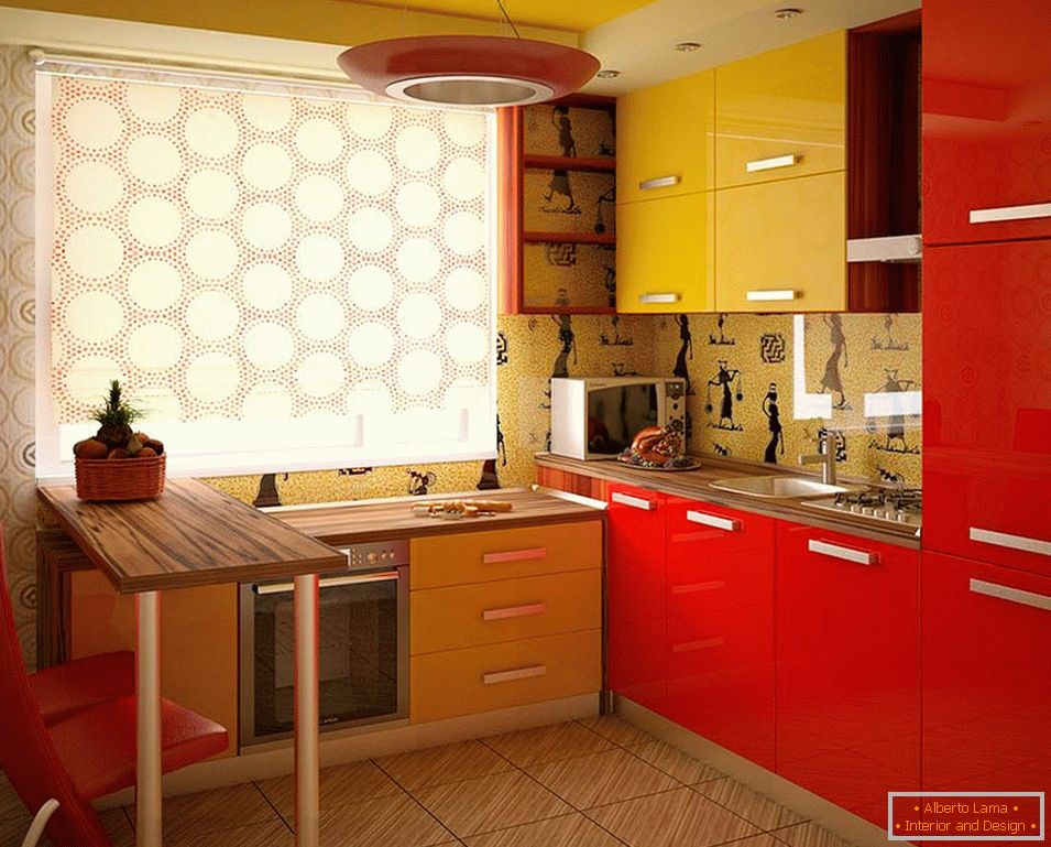 Червена и жълта кухня