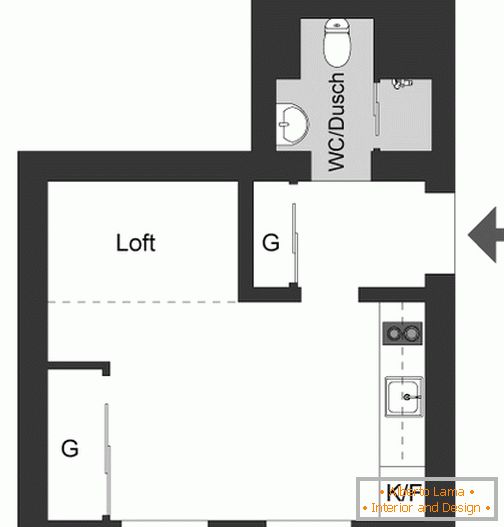 Интериорен дизайн на апартамент от 22 квадратни метра в скандинавски стил