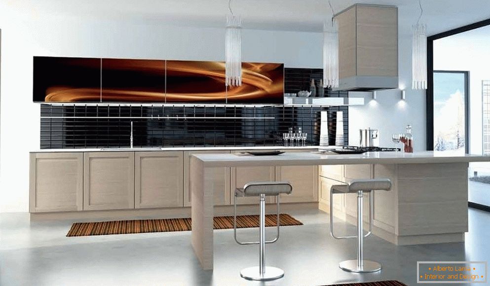 Светлите мебели в кухнята в стила на Арт Нуво