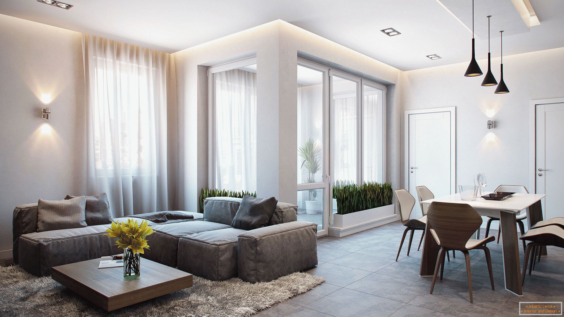 Интериорен дизайн студио апартамент от Александър Zenzuro