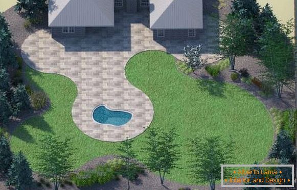 Планиране на място в селски къщи с плувен басейн и тераса