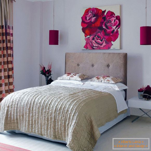 Бежова и розова в дизайна на спалнята