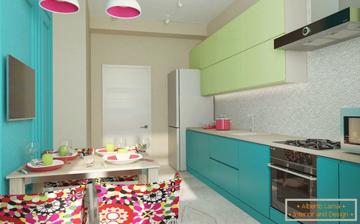 Пример за интериорен дизайн на малка кухня в снимката