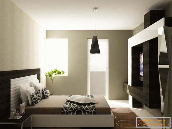 Спалнята в стила на високите технологии също може да бъде уютна и затоплена в семейството, основното е да изберете правилния цвят.