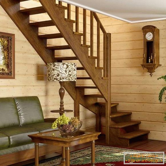 Междинни дървени стълби в частна къща - фото дизайн в модерен стил