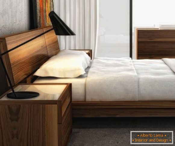Модерно легло за спалня от дърво - снимка в интериор