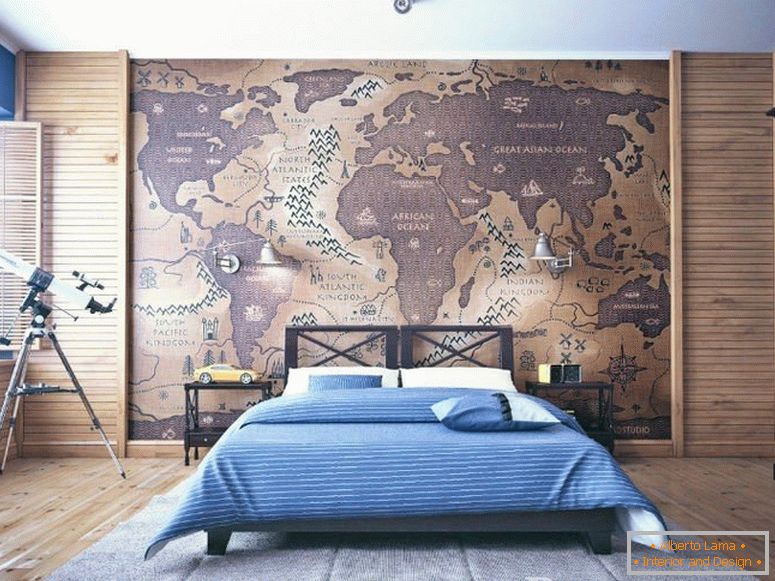 Карта на стената на спалнята