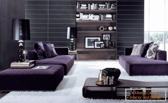 Лилави мебели в хола