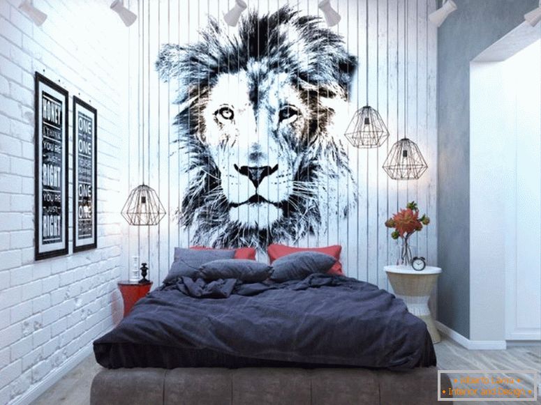 стилен двустаен мансарден с изображение-лъв