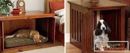 Дървени нощни шкафчета с легло за куче