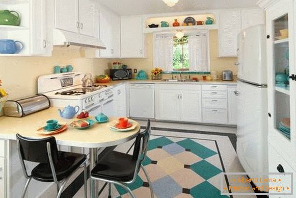 Стилен дизайн на подовете в кухнята - линолеум