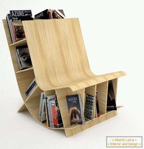 Дървена стол-библиотека от ателието Fishbol Design Atelier